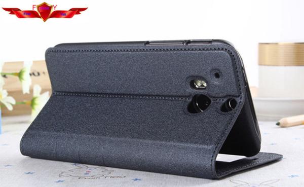 New Type HTC M8 Smart Sleep/Wake Up Leather Cases With Holder Call ID Display Good Quality