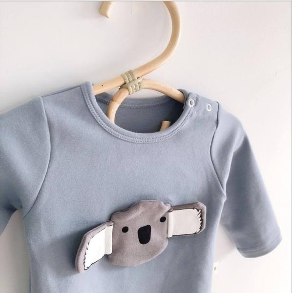 Long Sleeve New Organic Cotton Cartoon Koala Baby Girl Onesies