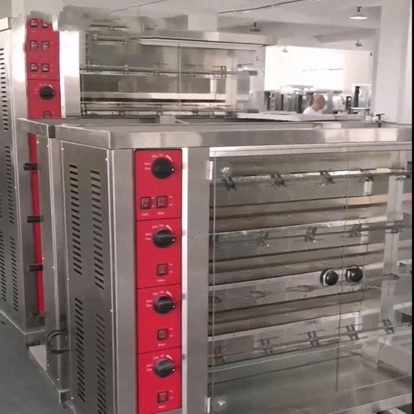 Chicken Grill Machine / Chicken Rotisserie Grill Gas Oven 4 Rods With Foots Stainless Steel