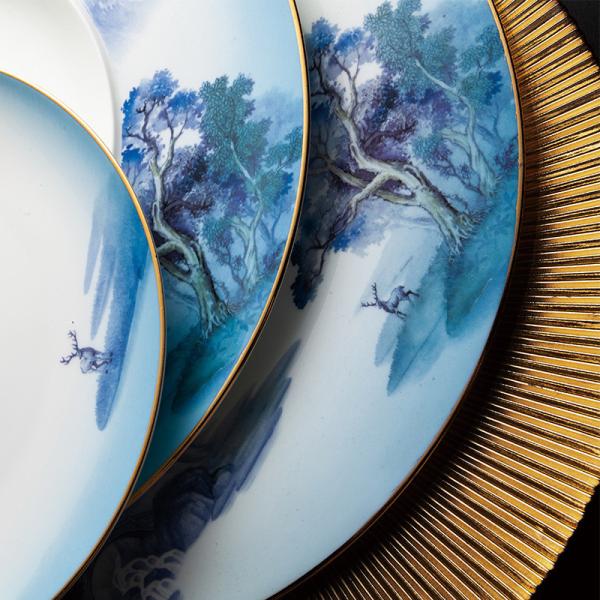 Conjunto de pratos de porcelana ecológicos