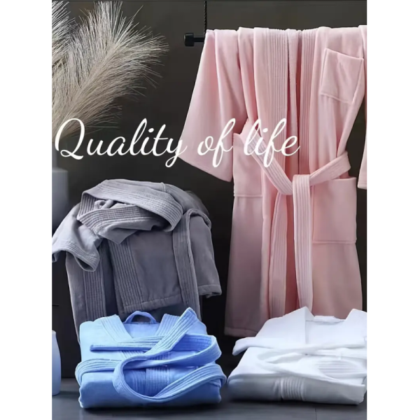 Classic Men’s Lounge Bathrobe – Soft V-Neck Belted Robe with Long Sleeves for Everyday Comfort