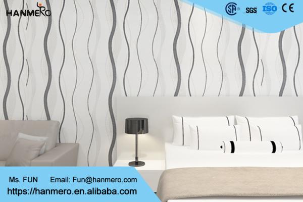 Waterproof Non woven Wallpaper Curve Lines Pattern for Living Room 0.53*10M