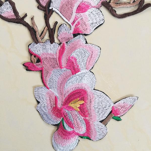 Hot Fix Motif mangnolia Embroidery Lace Flower for Cheongsam