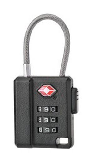 3 digital Plastic ABS TSA combination padlock with Cable