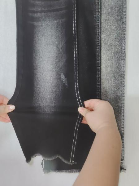 Tissu denim style sergé extensible noir/noir avec construction 8*16/70 JSD3216A pour jeans femme ou homme