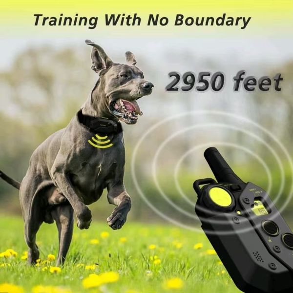 High End Fashion Large Dog Training E-Collar Set 4000FT 1200M Remote Waterproof IPX7 Rechargeable Eco-Friendly Nylon Shock