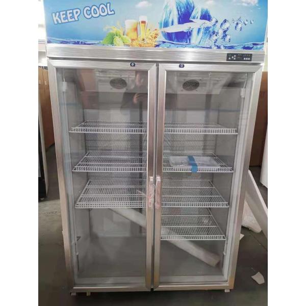 Air Cooling Upright Glass Door Chiller Double Door 1260L