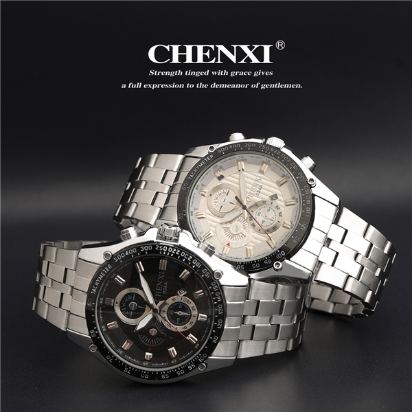 CHENXI Kinpac Watches Fashion Accessories Black White Stainless Steel Mens Quartz Watches