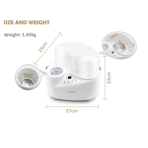 Stérilisateur électrique pour biberons 80W/500W à vapeur 28x26x25cm