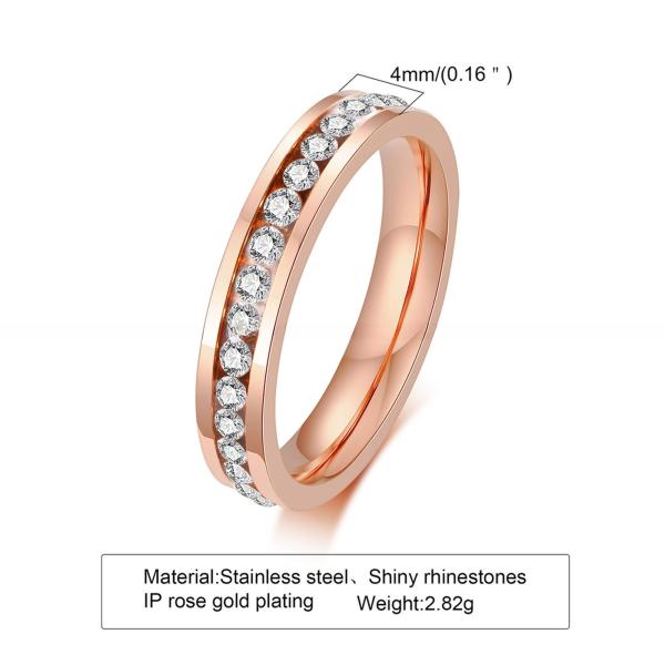 Anneaux en acier inoxydable en zirconium cube de 4 mm en or rose en or noir