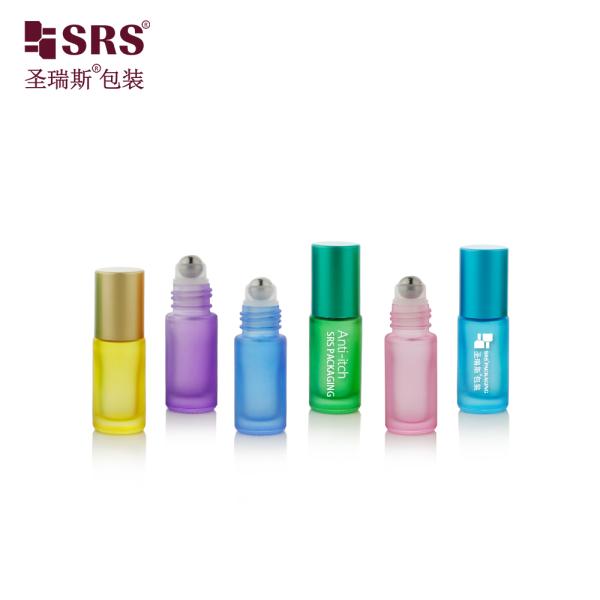5ml Wholesale Empty Custom Color Glass Roll On Bottle Metal Ball And Plastic Cap For Travel Perfume Oil