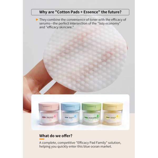 Private Label Hydrating Brightening Skin Care Acne Pore Brightening Private Label Face Exfoliating Collagen Cotton Toner Pads