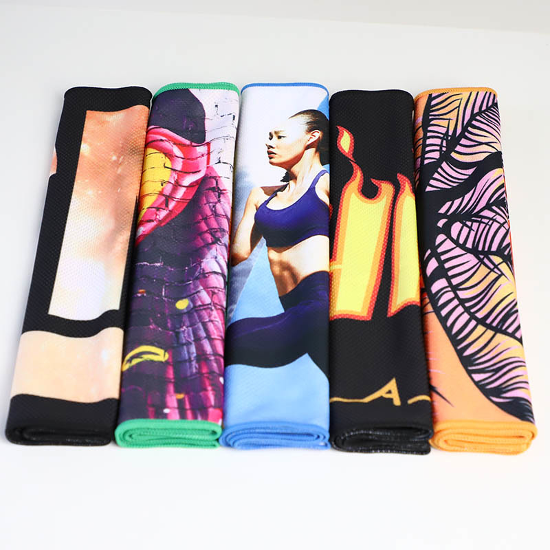 Rectangle 30x100cm Microfiber Sport Towel Full Color Printing Around Neck