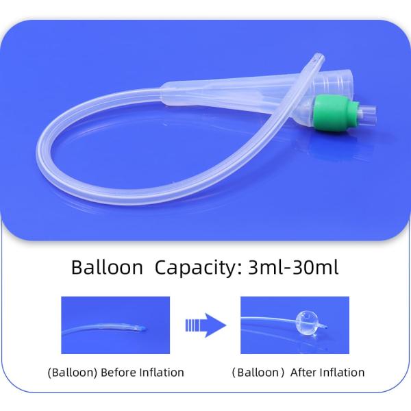 Catéter de Foley de silicona de dos luces desechable, grado médico