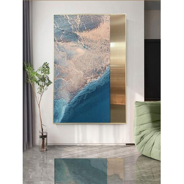Stainless Steel Sandstone Painting Entryway Hanging Painting For Luxury Spaces
