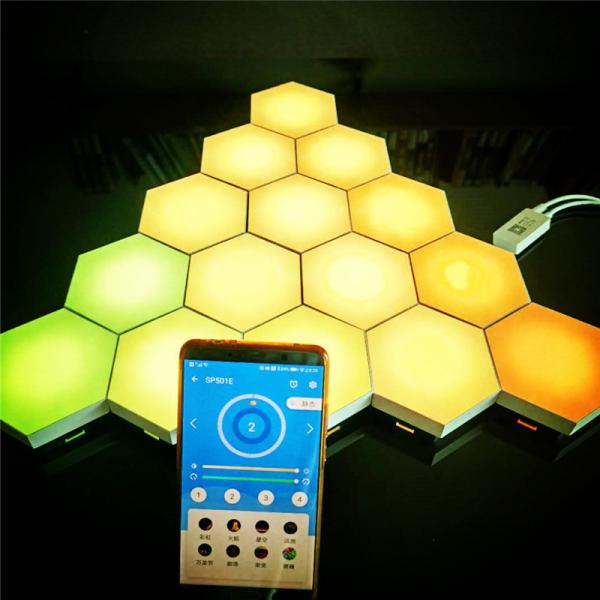 LED Modular Night Light Creative Touch Lamp with Hexagonal Quantum Design and Control