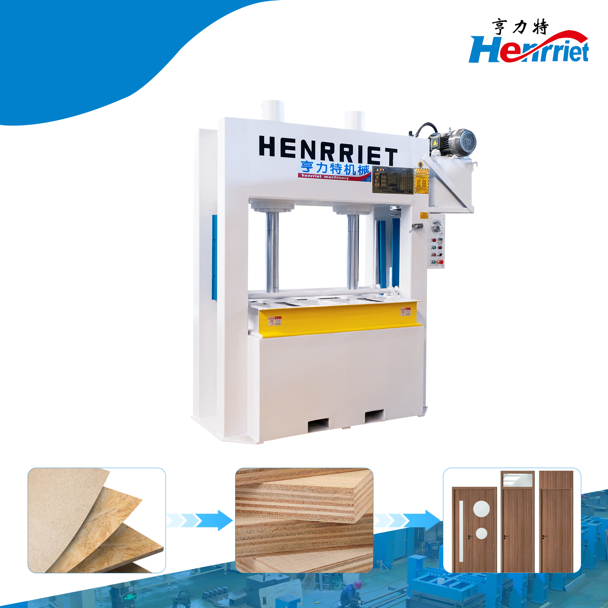 80T Maximum Pressure Hydraulic Door Panel Press Machine with 1500×1100mm Table and Dual-Cylinder Hydraulic System