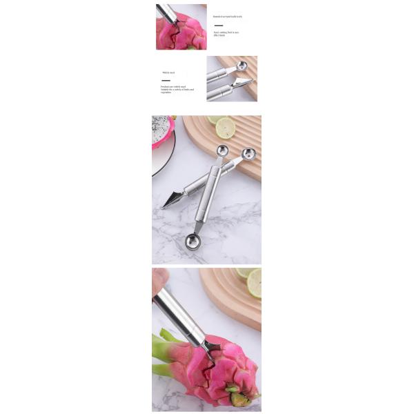 Stainless Steel Double Ball Watermelon Carving Knife Set for Fruit Vegetable Decoration