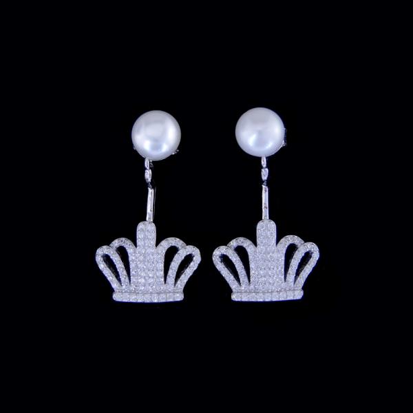 Серебр центрального стуб серег жемчуга круглого стерлинговый с радиоактивным дизайном