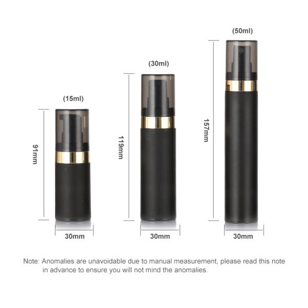 Top Quality Black Airless Bottle 15ml 30ml 50ml PP Plastic Airless Cosmetic Bottles