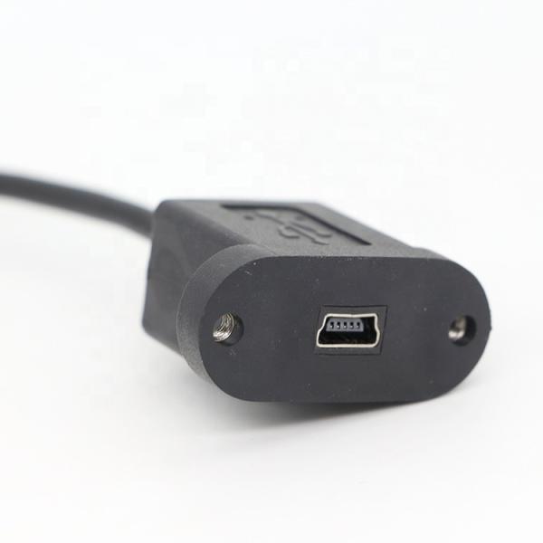 Screw Locking 90 Degree Right Angle Male to Female Mini USB Panel Mount Extension Cable