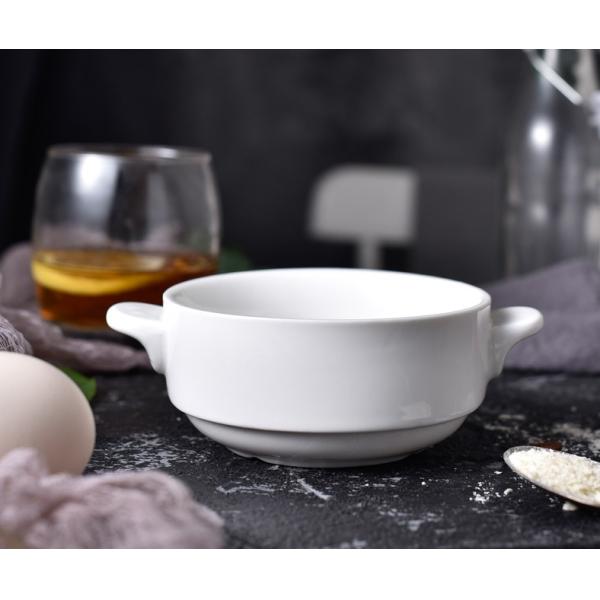 Restaurants Savall Ears Round White Porcelain Dessert Bowls Customized