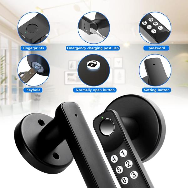 Foxgard T01 Smart Door Lock – Keyless Entry, Zinc Alloy, Fingerprint & App Control, for Home and Office Security