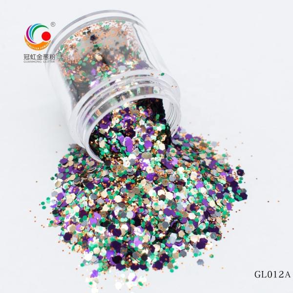 Christmas Crafts Polyester Rainbow Glitter Mix Polyester Hexagonal Bulk