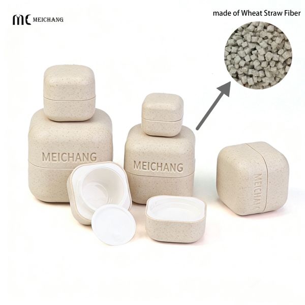 5G 15G 20G 30G 50G 100g 200G Square Cream Jar Wheat Straw Fiber Biodegradable & Food-Grade (MC-P-531)