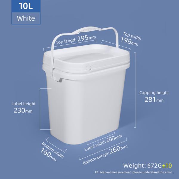 Пластиковая ручка 5 галлонов Черная квадратная пластиковая ведра для настройки логотипа