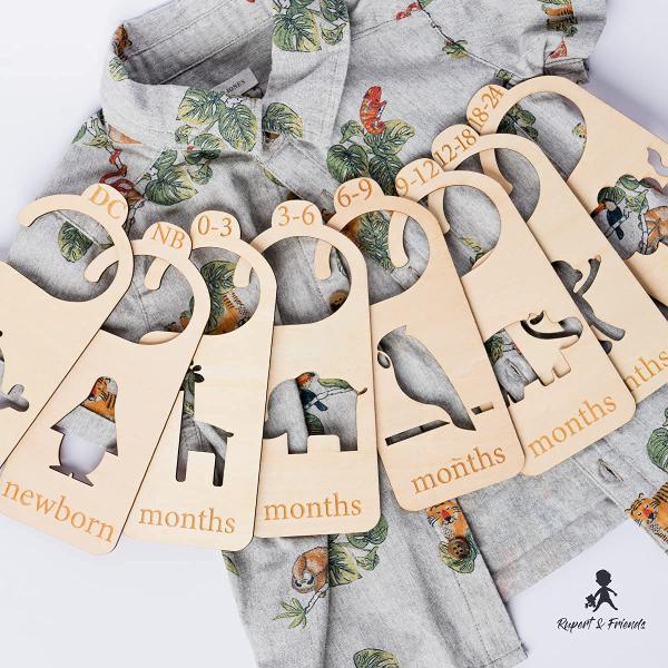 Carte d'anniversaire de bébé en bois Carte d'anniversaire de bébé en bois Diviseurs de placard de bébé Cadeaux de maternelle pour les nouveau-nés