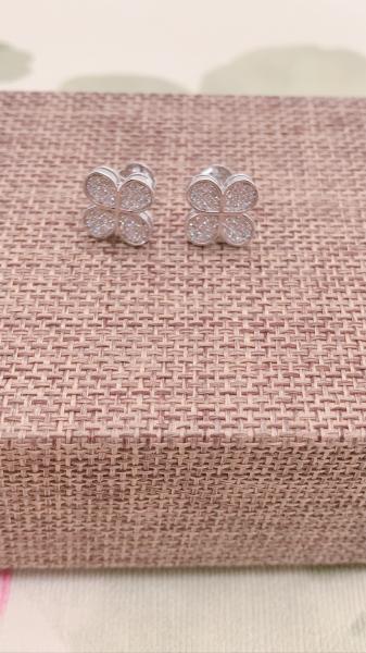 New Arrival Cute Brass Jewelry Earring Party Gift Fashion Crystal Four Leaf Clover Stud Earrings For Women