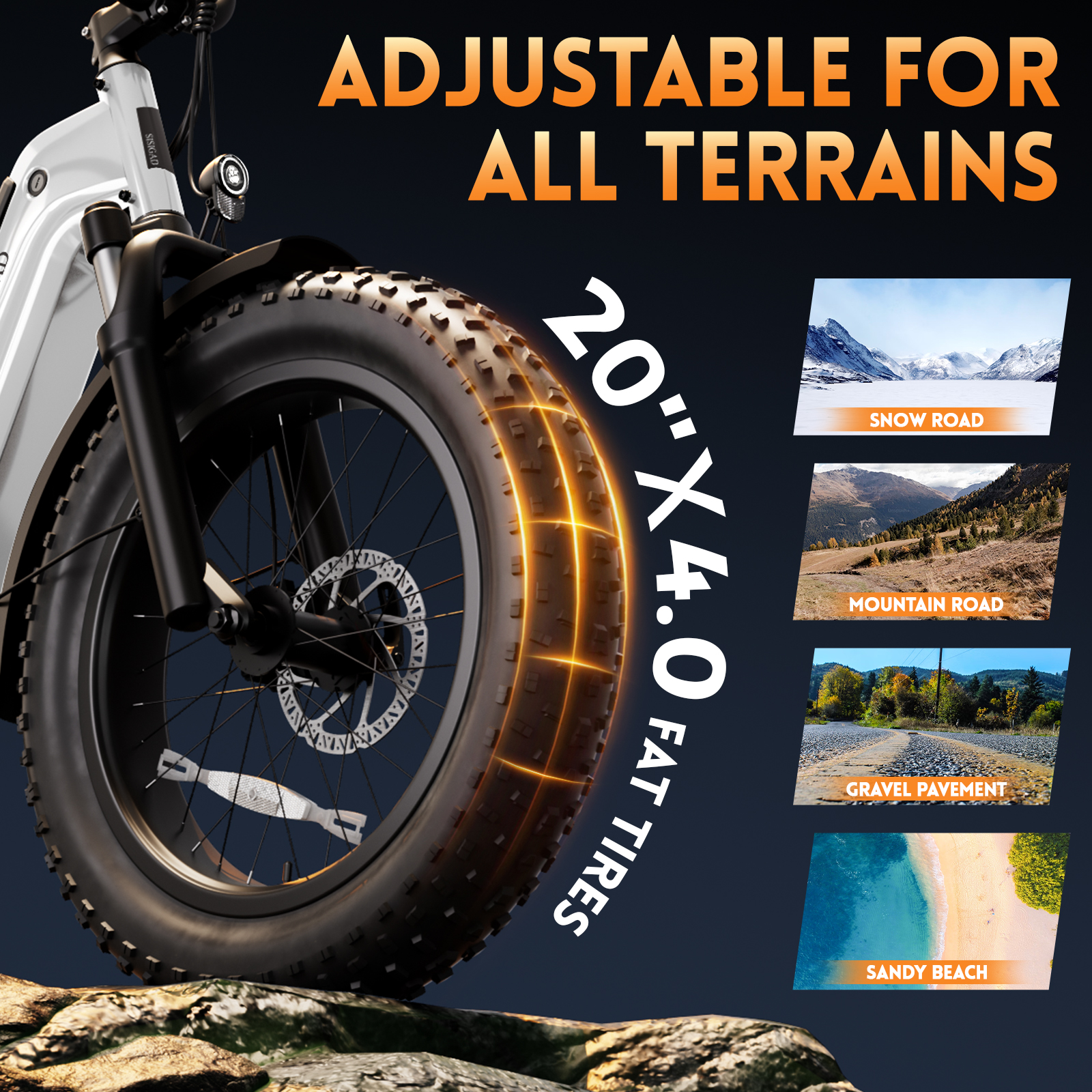 Cargao 20''*3.0 1500W Full Suspension Electric Bike Moped-style 48v 1500W Brushless Power Supply 48v Lithium Battery Fat Tire