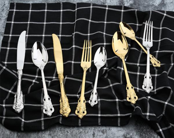 NC888 Royal gold Cutlery Set Stainless Steel wedding Flatware Set forged  whole series