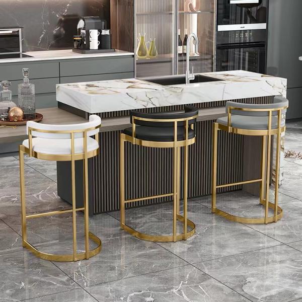Classic Coffee Bar High Stool Chair With Metal Element Backrest Chair For Hotel