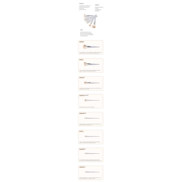 Manija cuadrilátera completa del plástico transparente del sistema de cepillo del maquillaje del OEM 8PCS