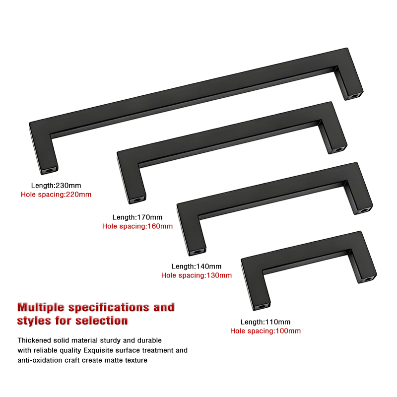 New Minimalist Stainless Steel square Handles Wardrobe Door Pulls Hardware Fittings for Furniture Drawers and Cabinets