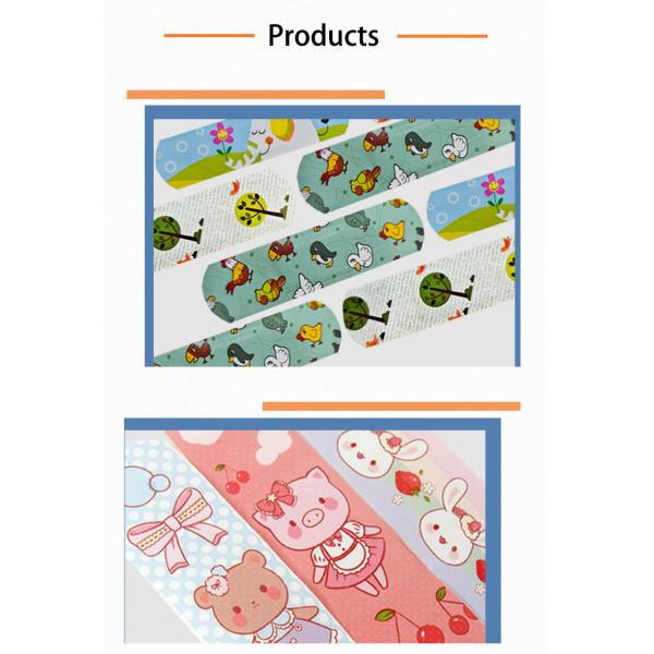 Custom Logo Printing Kids Cartoon Plasters Adhesive Band Aid Bandaid in Paper Card Sleeve Wholesale Plastic PE