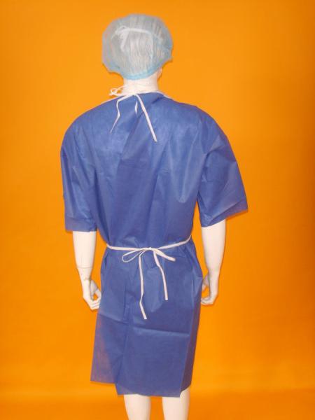 Comfortable Non Woven Surgical Gown Flat Round Neck Style SMS PP Material