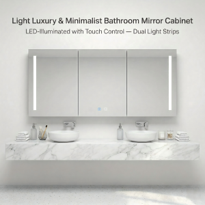 Kingstin LED Bathroom Mirror Cabinet with Lights, Defogger, 3 Colors, Outlet,