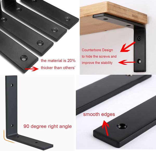 Suporte de prateleira de metal de revestimento de zinco padrão com espessura de 5 mm e parafusos incluídos