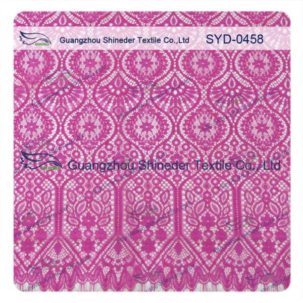 Corded Lace Fabric with Scallop / SGS Tested For Women Top and Dress Fastness