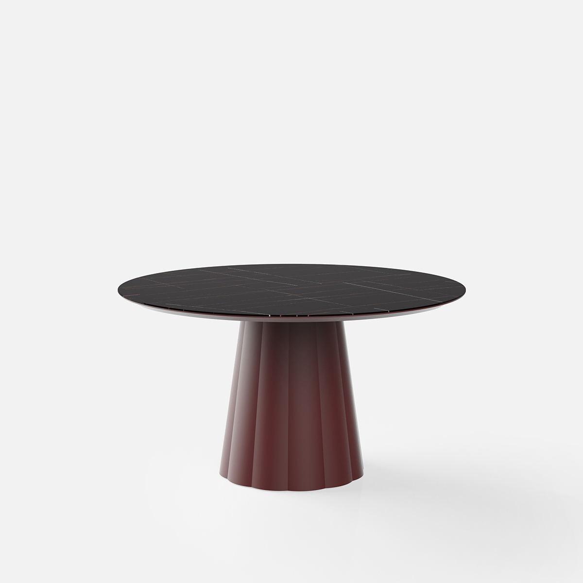 Pumpkin Fluted Base Sintered Stone Round Table ISO9001 Meeting Space Tables