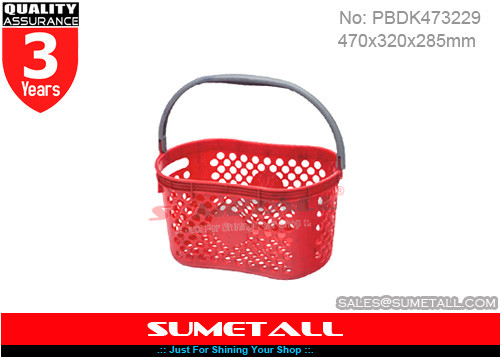 Single Handle Plastic Shopping Baskets / Small Plastic Baskets With Handles