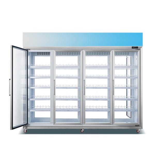 Supermarket Vertical Glass Door Multideck Refrigerated Chiller Showcase