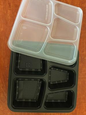 PP food boxes, 5-grid PP disposable food boxes, 5-grid PP food boxes, 5-grid food packaging boxes