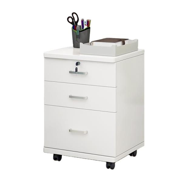 Steel Mobile Pedestal File Cabinet with 3 Lockable Drawers and Wheels Office Movable Storage