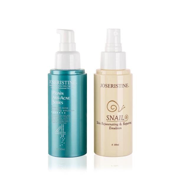 Botelha de PET de plástico de bomba de loção cilíndrica de 100 ml ecológica com tampa superior