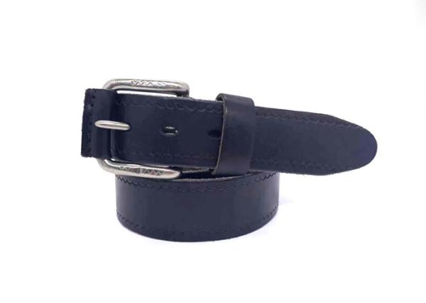 1 1/2 Black Cow Leather Belt For Jeans With Pin Buckle / Mens Black Casual Belt