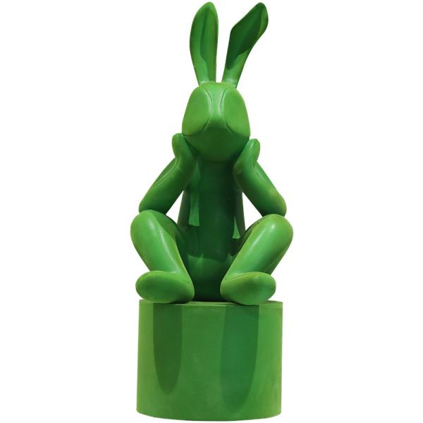 800 Mm Resin Rabbit Statues , OEM ODM Animal Garden Sculptures